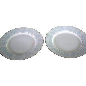 2 Fine China Blue Dawn 5013 Blue Flowers Silver Trim Serving Platter Charger MCM